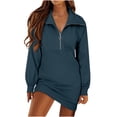 thumbnail image 2 of Lenago Long Sleeve Fall Dress for Women Plus Size Fashion Half Zip Loose Comfy Long Sleeve Dress Party Maxi Dress, 2 of 8