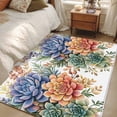 thumbnail image 4 of 3'x5' Area Rugs, Spring Floral Succulents Indoor Outdoor Area Rug for Living Room Bedroom, Watercolor Botanical Summer Washable Bathroom Rugs Kitchen Floor Carpet Mats Home Decor Aesthetic, 4 of 8