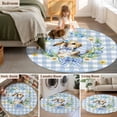 thumbnail image 5 of Round Rugs 3Ft, Easter Rabbits Round Area Rug Washable Indoor Throw Carpet, Spring Eggs Tulips Daisy Wreath Bunny Blue Plaid Small Non Slip Circle Rug for Bedroom Living Room Home Decor Aesthetic, 5 of 8