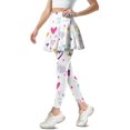 thumbnail image 2 of COEQINE Elastic Yoga Skirted Legging for Women with Pockets Colored Hearts and Stars Print Ruffle Pleated Tennis Skirts with Leggings Comfy Breathable Golf Pickleball Leggings, L, 2 of 7