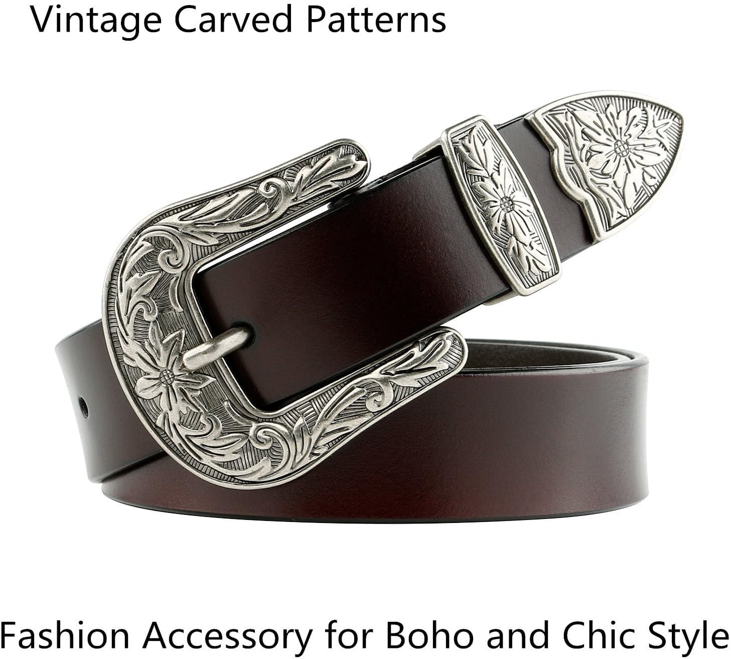 9821 Women Leather Belts Ladies Vintage Western Design Black Waist Belt Women Leather Belts Ladies Vintage Western Design Black  main image 3