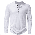 thumbnail image 2 of Yifymode Men's Henley Linen Long Sleeve T Shirts, Lightweight Button Crewneck Casual Tops for Daily Outdoor Leisure Athletic Wear, 2 of 5