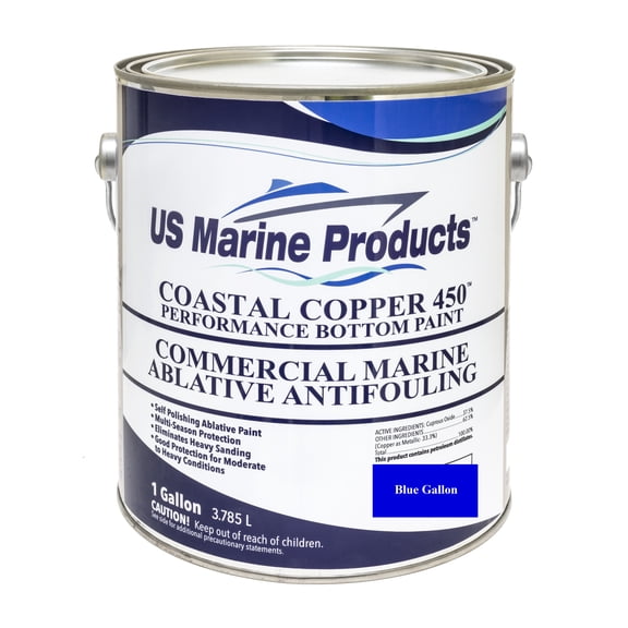 Coastal Copper 450, Blue, Ablative Finish, Marine Paint, 1 Gallon, for Boats