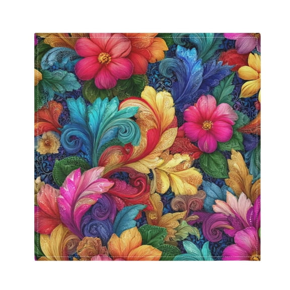1 Pack 20'' x20" Satin Table Napkins Dinner Napkins for wedding Party Decoration events Colorful Swirls and Flowers