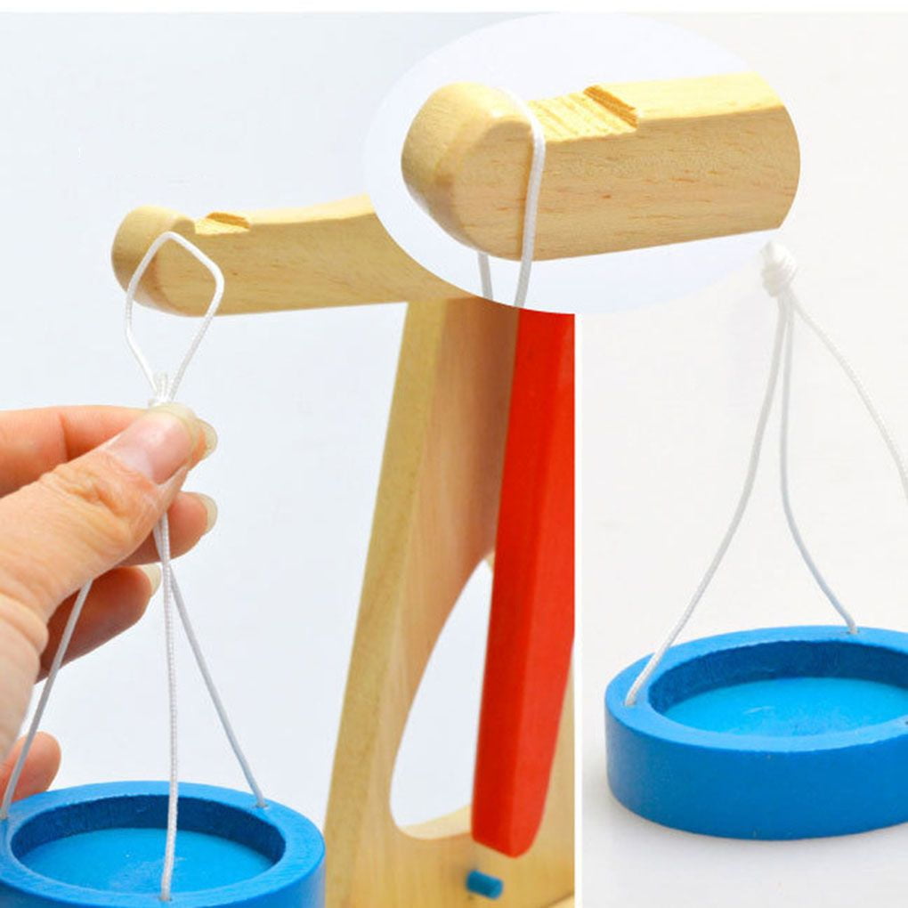 Toddler Kids Wooden Balance Scale with 6 Weights Skill Improvement Toys one 