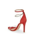 thumbnail image 3 of Schutz Lah Club Red Ankle Strap Embellished Open Toe Stiletto Heeled Sandals (Club Red, 5.5), 3 of 5