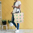 thumbnail image 4 of FORMRS Womens Canvas Tote Bag with Zipper Inner Pocket Shoulder Handbag, Retro Symmetrical Stars, 4 of 7