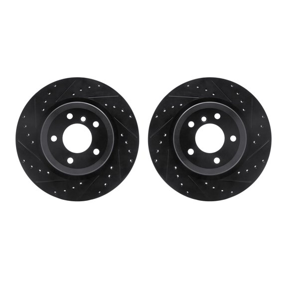 Dynamic Friction Company Rear Brake Rotors-Drilled and Slotted-Black 8002-31082