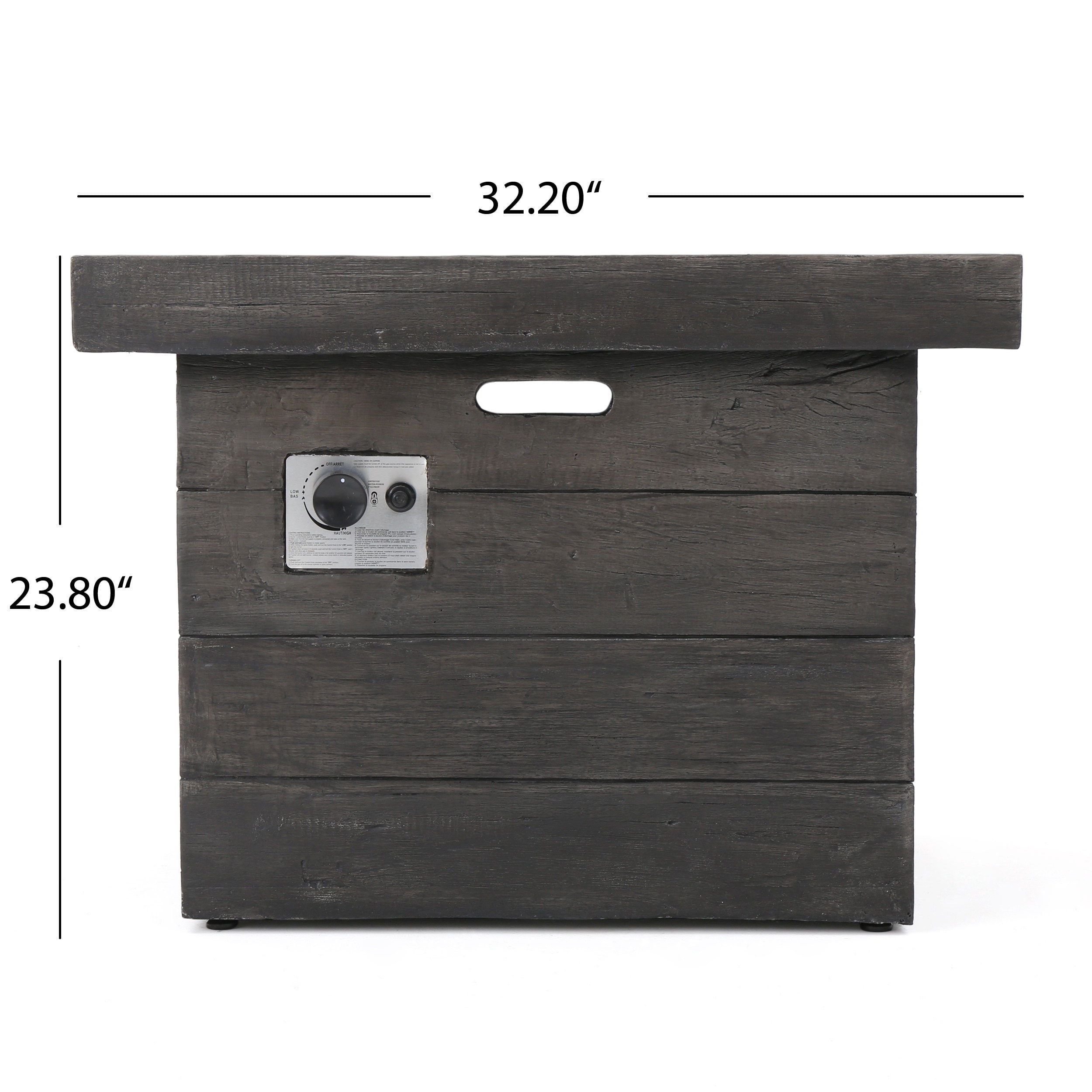 Ford Outdoor Square Lightweight Concrete Fire Pit, Grey