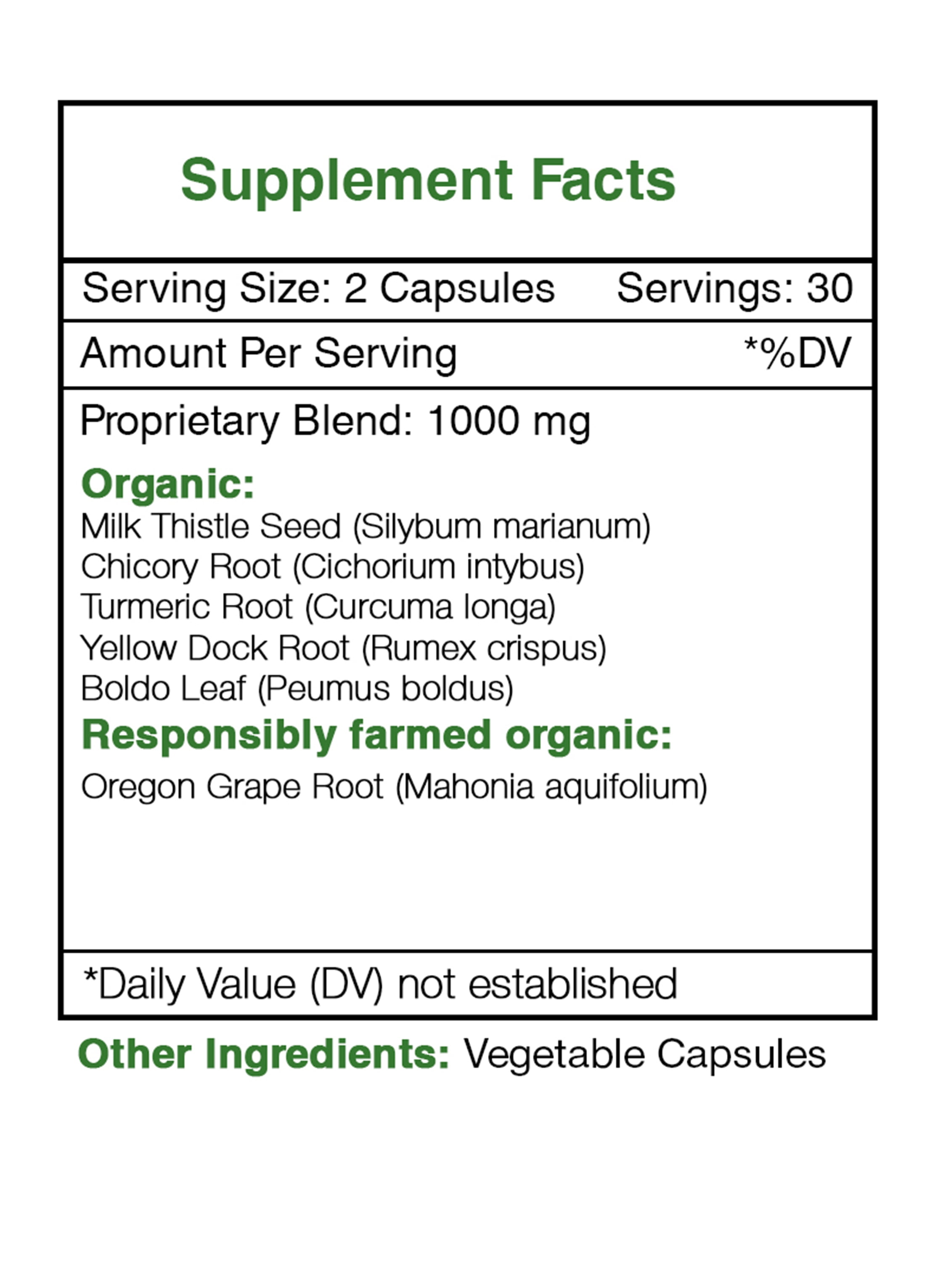 Secrets of the Tribe Liver  Capsules Dietary Supplement, Natural Herb Blend, Made from Milk Thistle, Chicory, Turmeric, Yellow Dock, Boldo, Oregon Grape 60 Count