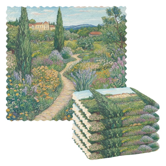 Yayeee 6 Pack Kitchen Dish Cloths for Washing Dishes Soft Absorbent Microfiber Towels, Garden Scene