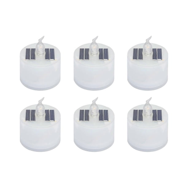6 Pack Solar Tea Lights Outdoor, Rechargeable Waterproof Solar Powered Candles with Built-in Light Sensor for Lantern, Garden, Camping, Home Decor