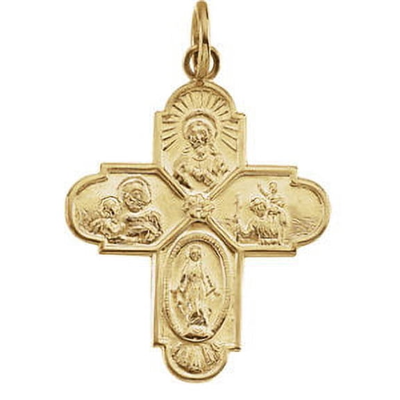 Jewels By Lux 14K Yellow Gold 24.5x21.5mm Four-Way Cross Medal