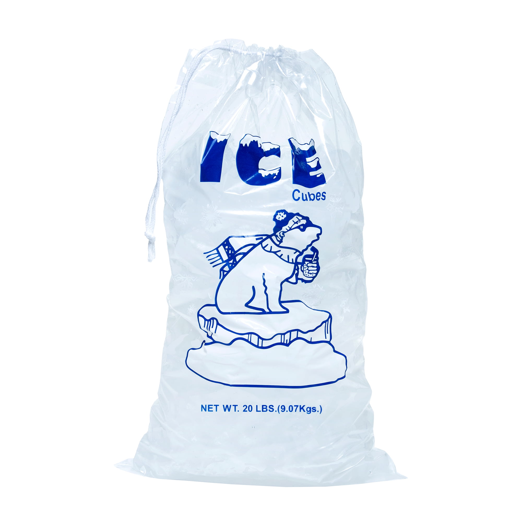 Infinitepack 20 lbs Plastic Ice Bag(250 Pcs) with Drawstring with 50 Micron, Heavy Duty & Reusable