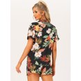 thumbnail image 4 of Conjunto de camisa y pantalones cortos hawaianos Allegra K 2023 Summer Beach Trip Negro L, 4 of 6