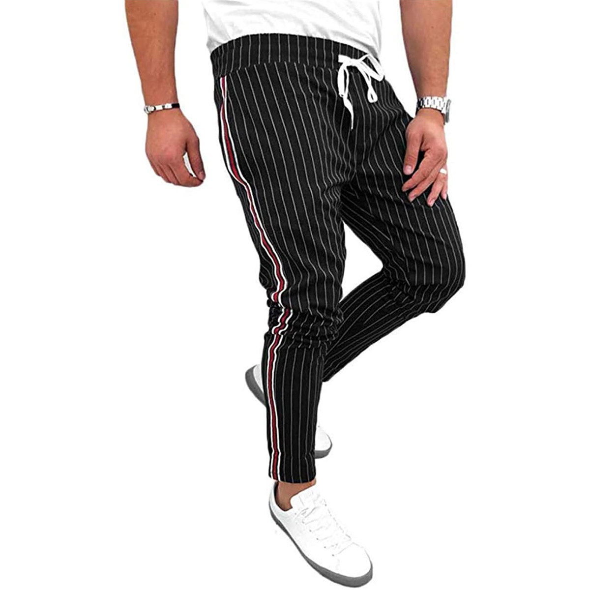 mens skinny checked joggers