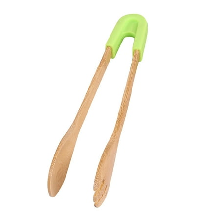 

Meizhencang Bamboo Toaster Food Clip Silicone Handle Vegetable Salad Snack Cake BBQ Tongs