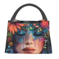 thumbnail image 1 of Disketp Bohemian Colorful Flower Woman Bolsa Térmica Estampada, Bolsa Térmica Aislante para Almuerzo, Playa y Campamento, 1 of 6