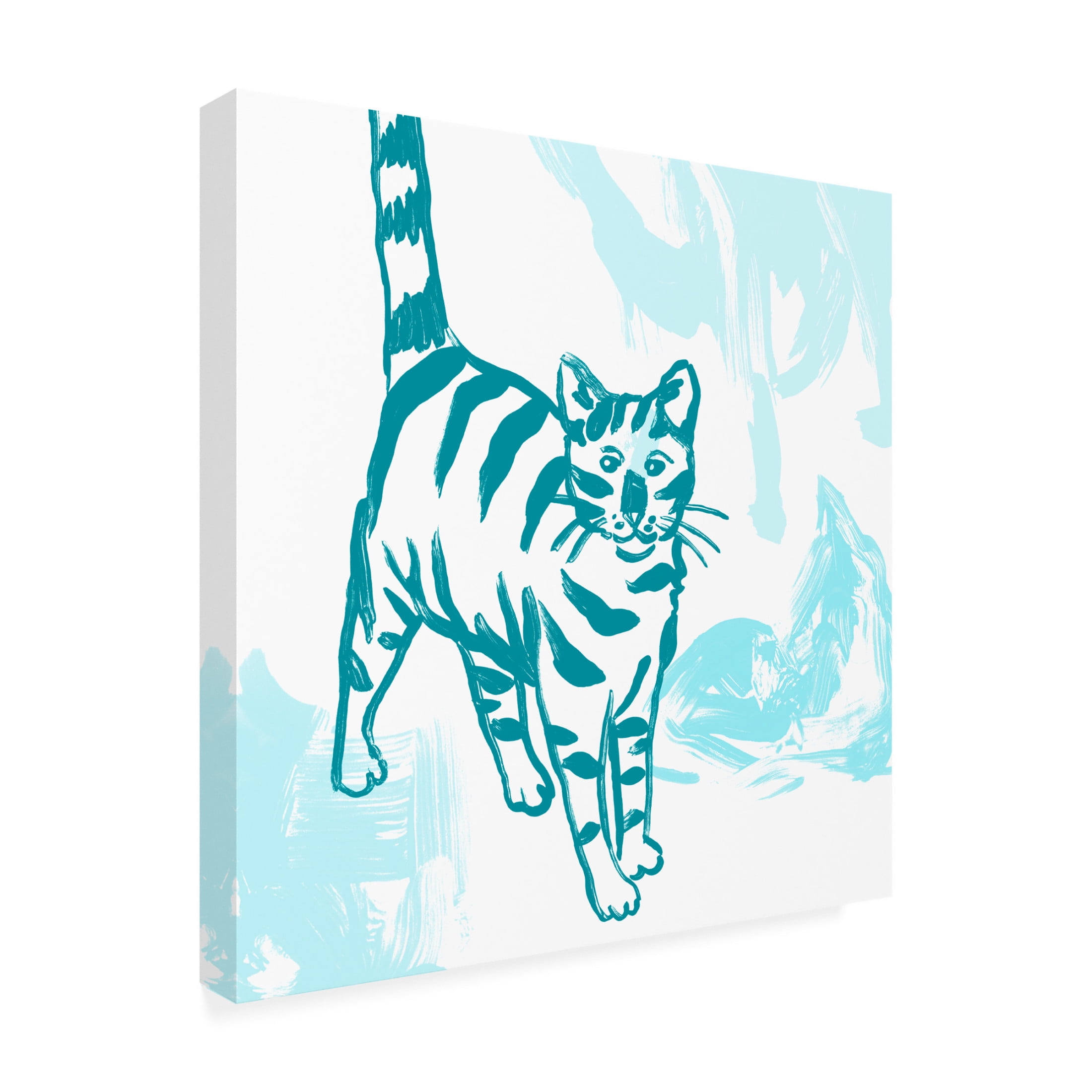 Canvas Wall Art - June Erica Vess 'Paint Box Cats VII' Wall Art for Living Room, Bedroom, or Office Décor by Trademark Fine Art - 35 x 35 Inches