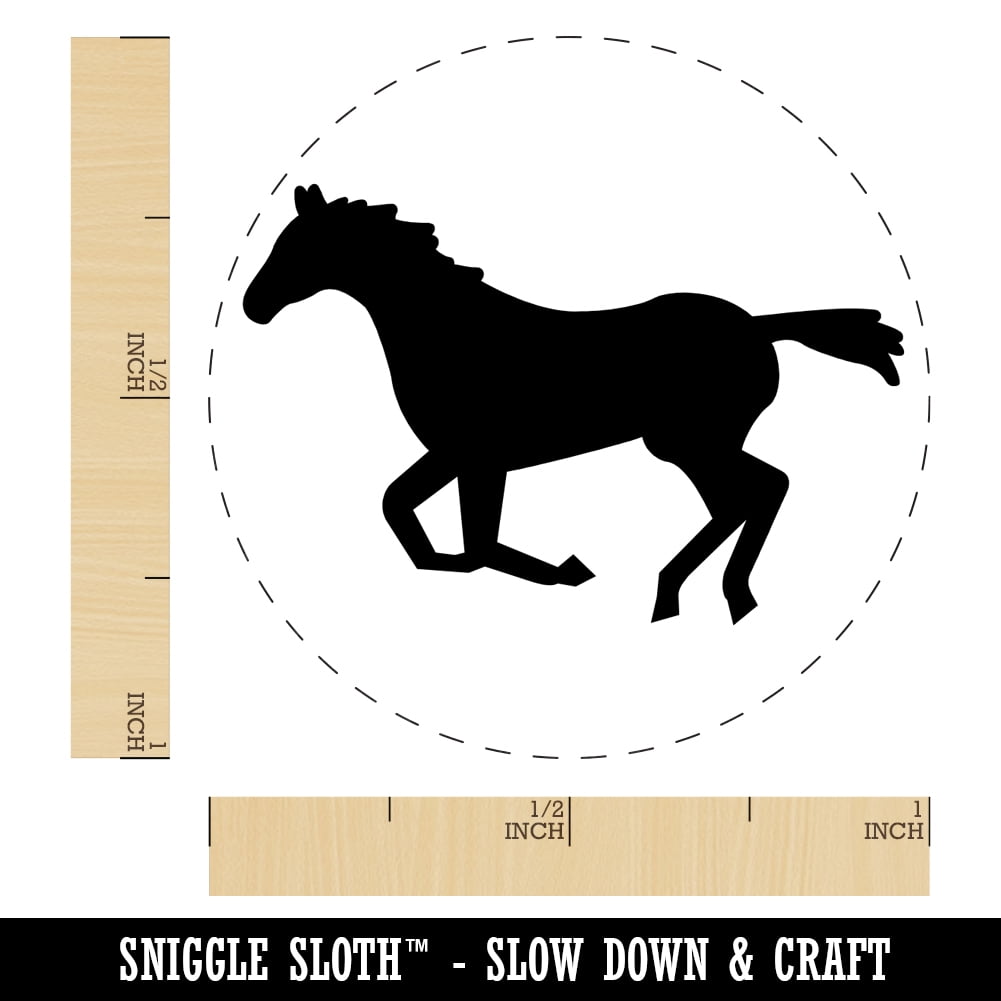 Horse Running Solid Self-Inking Rubber Stamp Ink Stamper - Yellow Ink - Medium 1 Inch