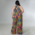 thumbnail image 6 of AURA Women Plus Size Printed Jumpsuit High Waist Belted Wide Leg Casual Work Outfit, 6 of 7