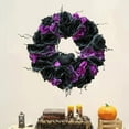 thumbnail image 5 of Halloween Black Crow Floral Wreath with Twigs & Artificial Flowers - Festive Door Hanging Decor for Wall Decorative Holiday Rattan Wreath Door Porch Window Party Hanging Decor, 5 of 6