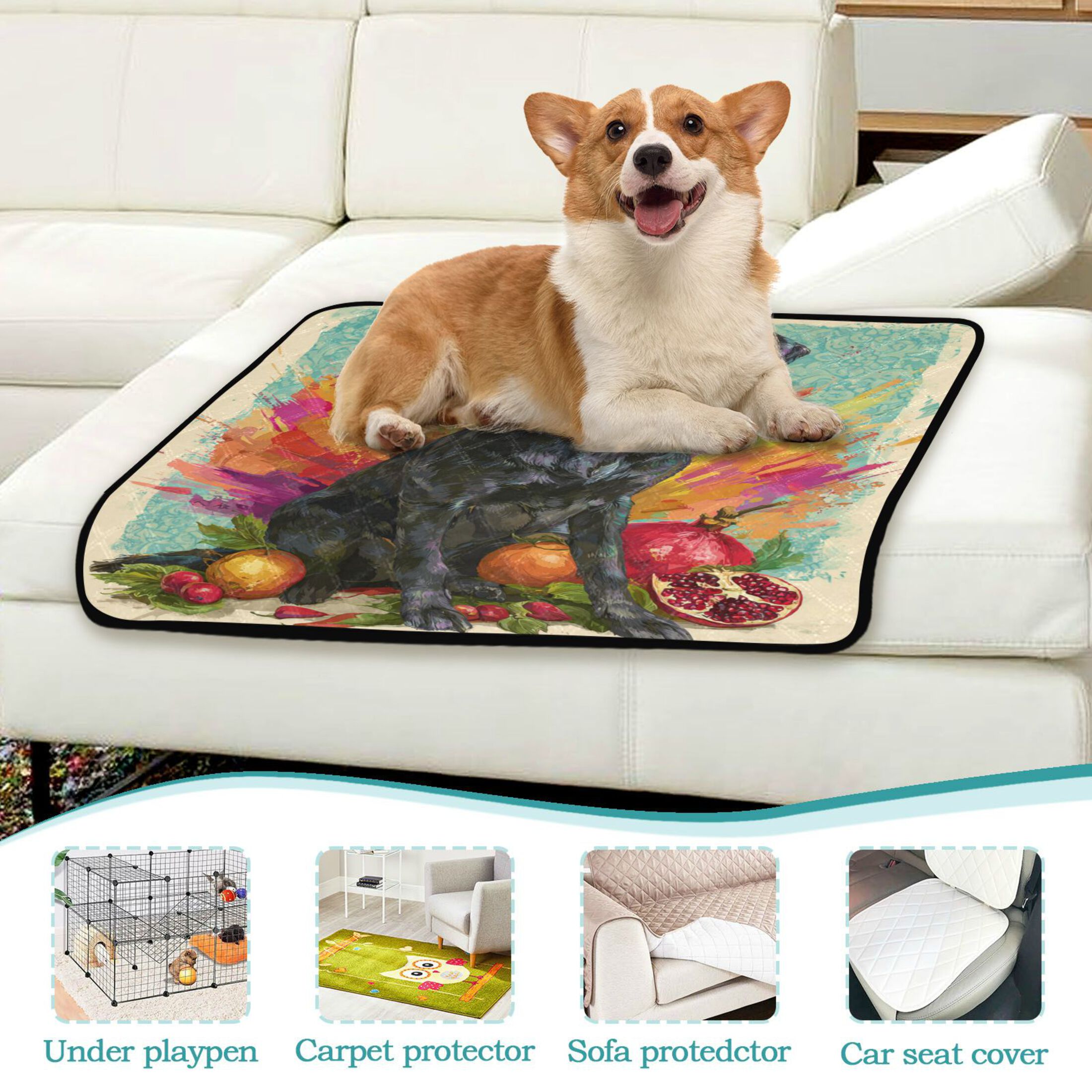 Qxltty Black Labrador Cat litter Pads Pet Set of 3 Diaper Mats Center Anti-leakage Layer Absorbent Soft and Comfortable