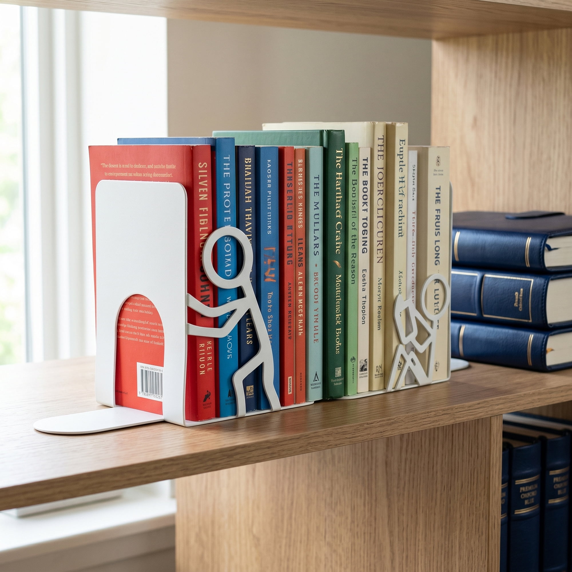 Unique Bargains 2Pcs Decorative Metal Minimalist Humanoid Book Ends White 3.1*2.5*7.7inch