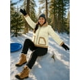 thumbnail image 4 of Womens Winter Insulated Puffer Jacket Water-Repellant Cozy Sherpa Trim Cream-S, 4 of 9