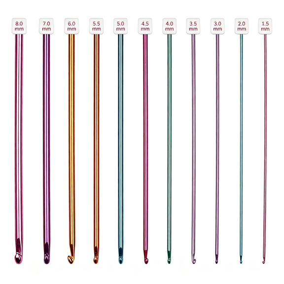 TUWAFE Long Crochet Hook Set,11Pcs Tunisian Multicolor Afghan Crochet Needles for Crocheting,2Mm(B)-8Mm(L),Great Knitting&Crochet Supplies Tool for Beginner,Crocheter&Knitter