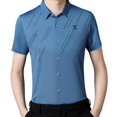 thumbnail image 4 of Camisa de Manga Corta para Hombres, Suéter con Solapa Informal, Cómoda Suelta, Ropa de Calle Informal para Hombre, Camisa de Vestir de Manga Corta Yinane  camisa de rayas, 4 of 8
