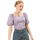 thumbnail image 1 of INSPIRE CHIC Tops Florales Estilo Campesino Con Mangas Abullonadas Y Cuello En Forma De Corazón De Pradera Para Mujer Púrpura XL, 1 of 6