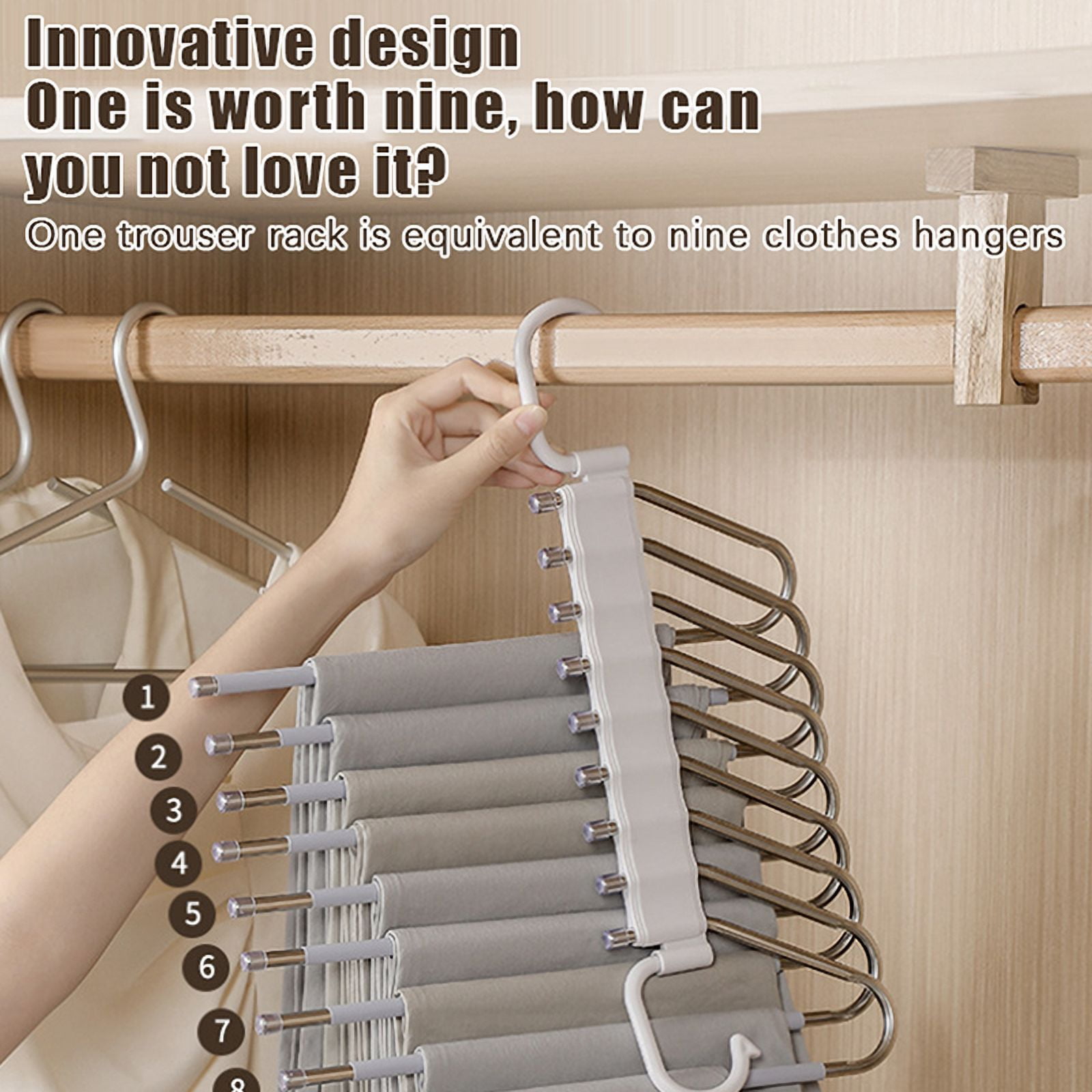 Folding Magic Pants Hangers 5/9layers Stainless Steel Space Saving Clothes Rack Organizer For Wardrobe Jeans Trousers Scarf
