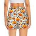 thumbnail image 2 of Lsque Autumn Pumpkin Blossoms Printed Women's Running Shorts with Liner Pockets,Elastic Quick Dry Workout Athletic Gym Yoga Shorts,Womens High Waist Shorts-Small, 2 of 9