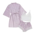 thumbnail image 2 of uublik Women Robes Pjs Sets 3Pcs Cami Shorts Sleepwear Summer Cute Loungewear Purple, 2 of 6
