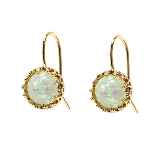 Pendientes de ópalo chapados en oro Pendientes que muestran temperamento Pendientes de circonita