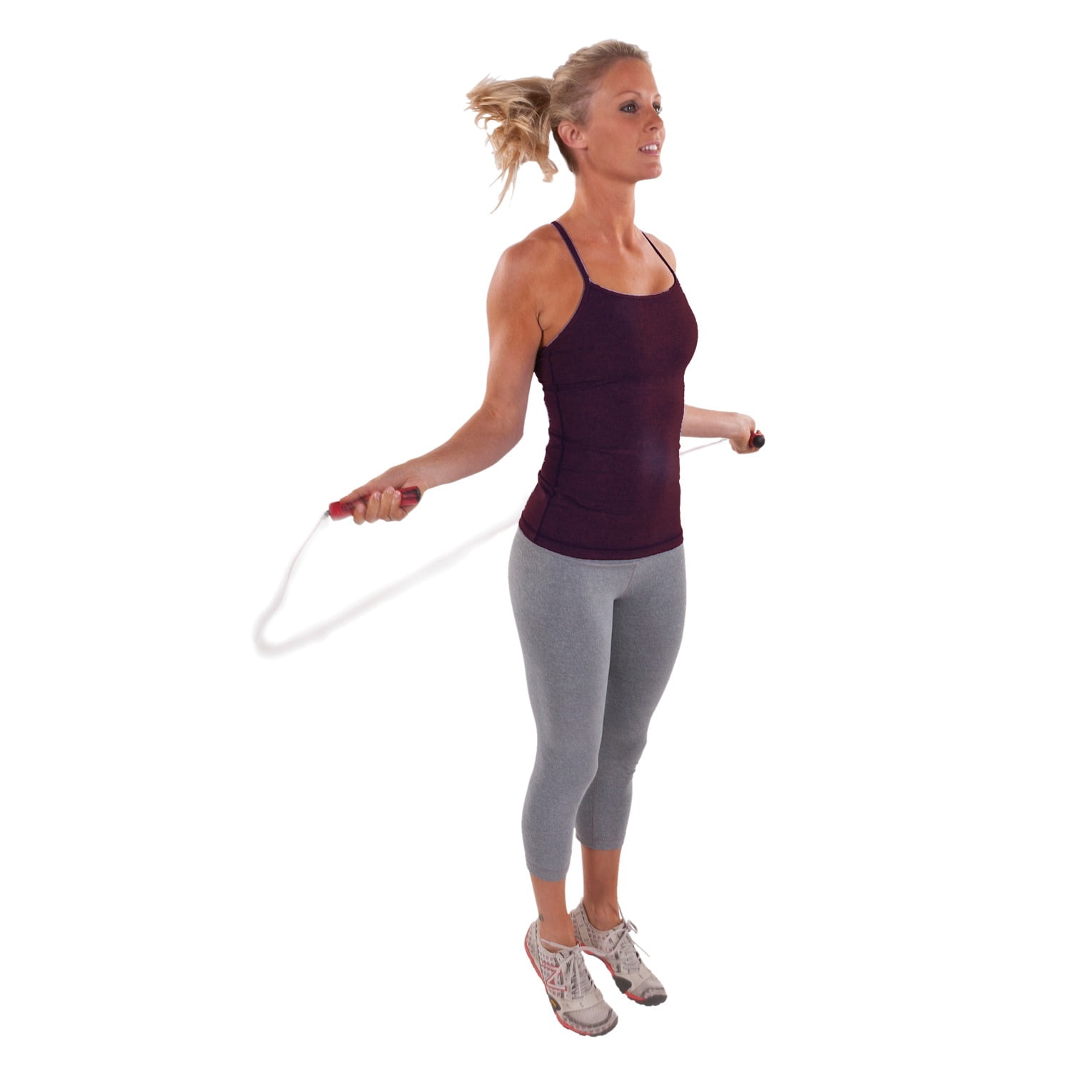 GoFit 9' Pro Cable Jump Rope with Padded Contour Grip Handles- Red