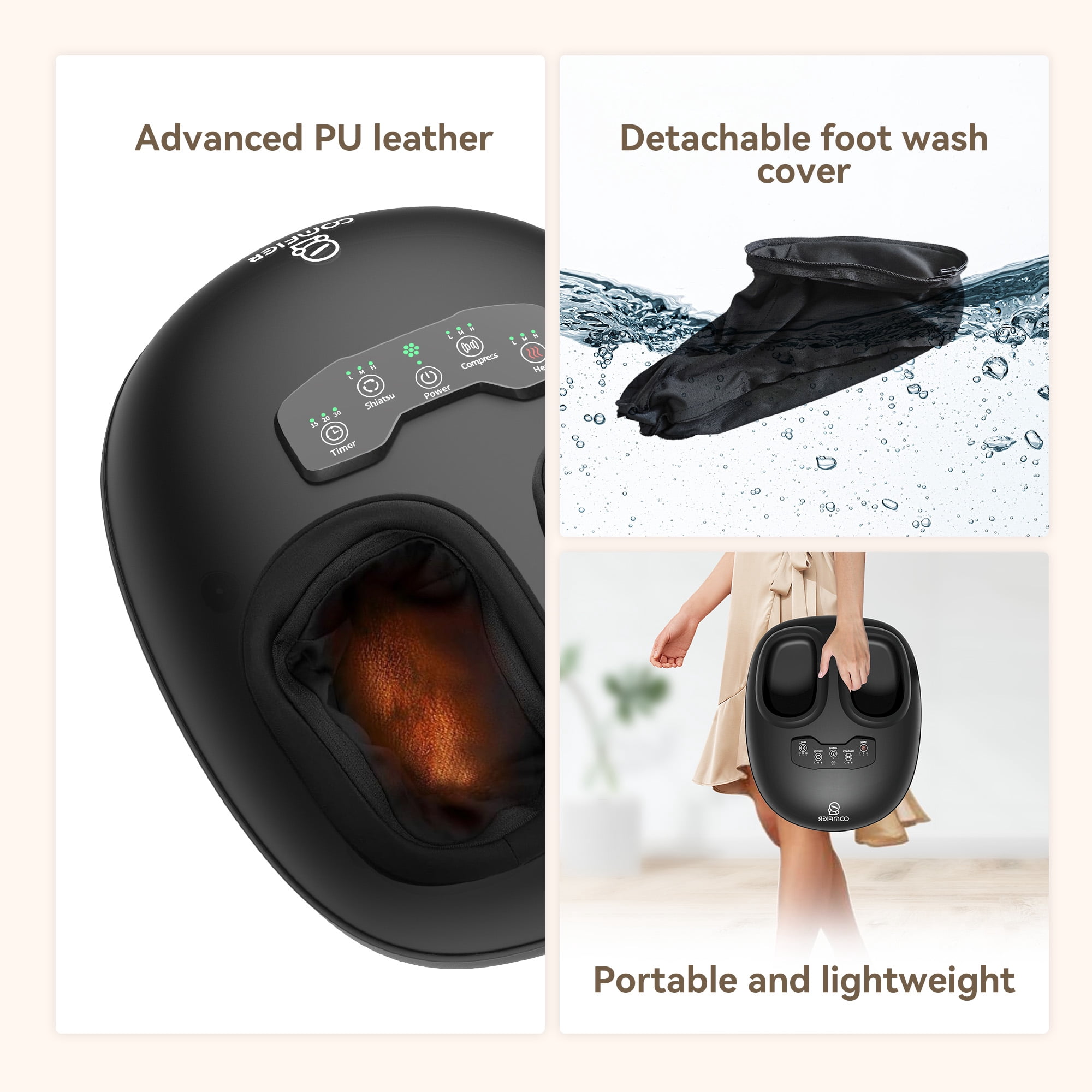COMFIER Shiatsu Foot Massager with Heat, Feet Massage Machine for Neuropathy, Plantar Fasciitis, Size 14