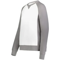 Holloway 223490.793.XL Ladies All-American Fleece Crew T-Shirt, Athletic Grey Heather & White - Extra Large