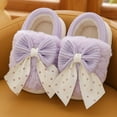 thumbnail image 2 of Odeerbi Toddler Girls Bow Fuzzy Slippers Children's Winter Bag Heel Home Cute Bow Tie Slippers Non Slip Warm Baby Cotton Shoes Purple 4-5 Years, 2 of 4
