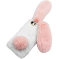 thumbnail image 3 of Plush Rabbit Case for Samsung Galaxy S23 Ultra 5G,Fluffy Fuzzy Cute 3D Bunny Ears Soft Warm Case Faux Fur Shockproof TPU Back Cover with Bling Diamond Chic Bowknot,Pink and White, 3 of 5