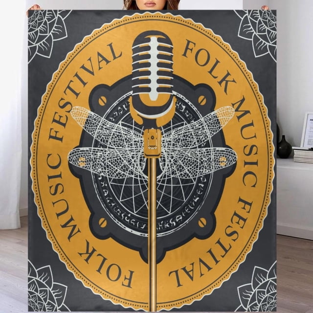 Manta de franela ligera y acogedora con diseño de libélula y micrófono popular para sofá, 50 x 60 pulgadas, estilo vintage, personalizada, suave y cálida, para cama, sofá y silla
