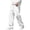 White_005, variant on Domuza Mens Baggy Pants Drawstring Stretch Loose Fit Wide Leg Streetwear Pants with Pockets Black L