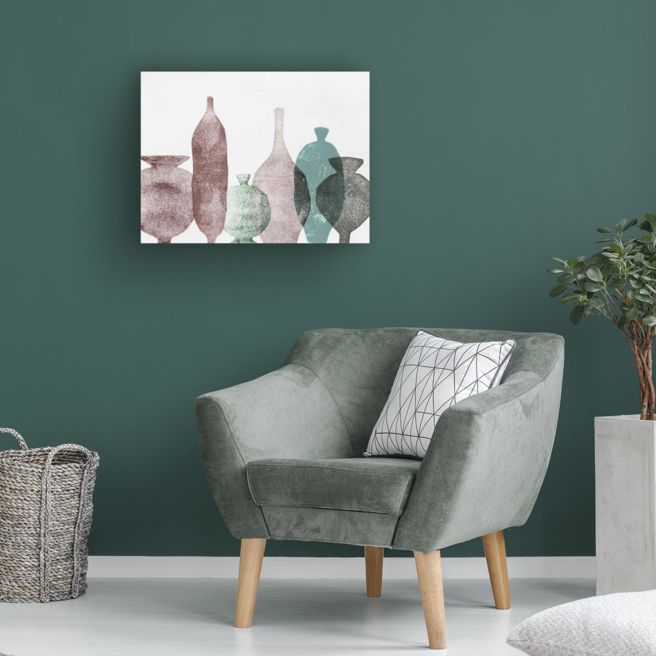 Canvas Wall Art - Pernille Folcarelli 'Vases 1 Teal' Wall Art for Living Room, Bedroom, or Office Décor by Trademark Fine Art - 32 x 24 Inches