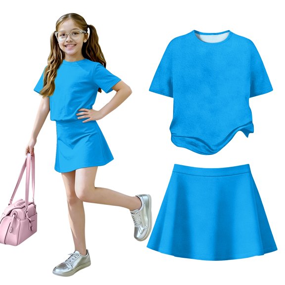 Summer Outfits for Kids Girls Size 10-12 Casual Lounge Girls 2 Piece Outfits T Shirts and Skirt Set Active Gym Girls Summer Clothes Light pink 2-3 Years