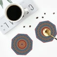 thumbnail image 5 of Pofeuu Mandala Print Leather Coasters Set of 6, Round Cups Mugs Mat Pad for Home Kitchen Heat Resistant Drink Coasters,Octagon, 5 of 7