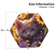 thumbnail image 3 of Pofeuu Sunshine Cute Cat Sunflower Print Leather Coasters Set of 6, Round Cups Mugs Mat Pad for Home Kitchen Heat Resistant Drink Coasters,Hexagon, 3 of 7