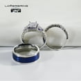 thumbnail image 3 of His and Hers Wedding Ring Sets Couples Rings Adjustable size Sterling Silver Blue cz Wedding Engagement Ring Bridal Sets Men's Titanium Wedding Band, 3 of 7