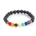 thumbnail image 2 of Handmade Black Lava Seven Chakra Healing Balance Beaded Bracelet, 2 of 6