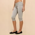 thumbnail image 4 of Women Fold Over Capri Leggings Y2K Low Rise Elastic Waist Cropped Pants Knee-Length Skinny Yoga Athletic Pants Light Gray M, 4 of 9